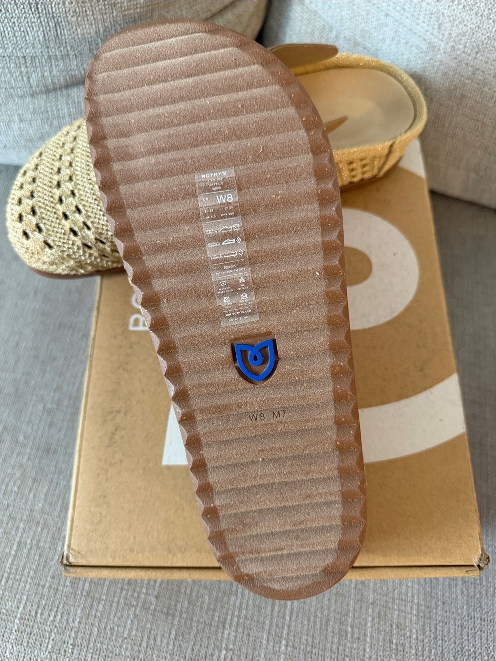 Rothy's Casual Clog in Metallic Golden Crochet - Picture 3 of 4
